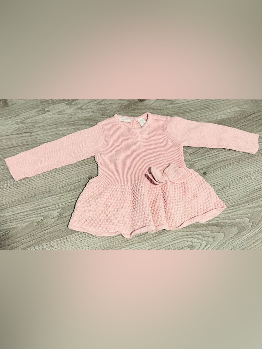 Little Impressions 6-9M ($8 BUNDLE ADD ON) Girls' Soft Pink Knit Dress with Bow